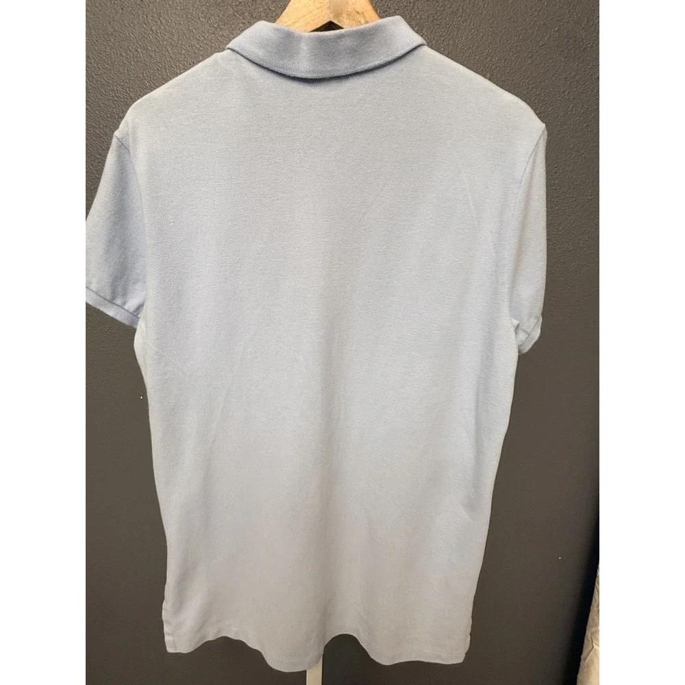 Polo Mens Shirt M Light Blue Short Sleeve Custom Fit 100% Cotton Pink Pony